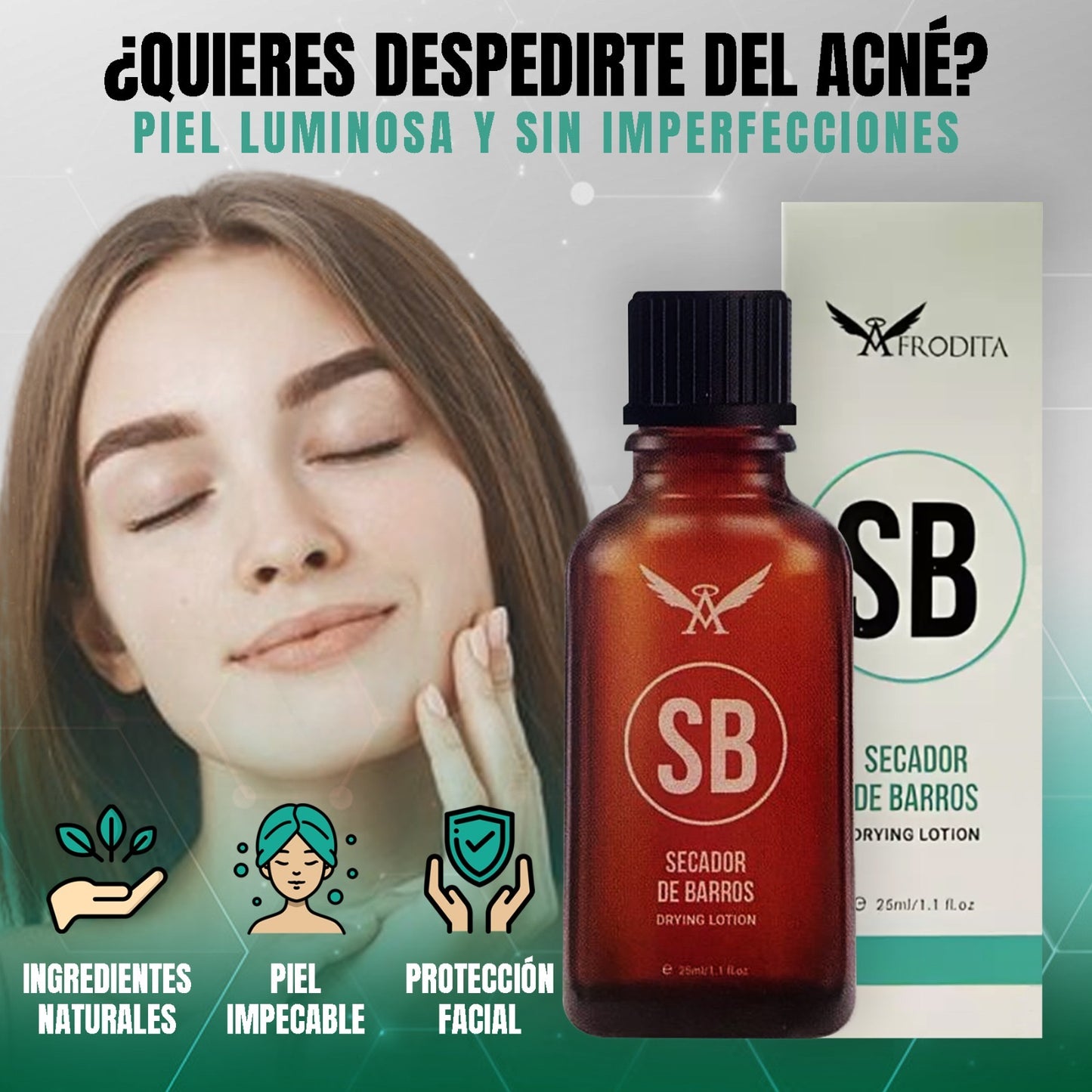 🤩 Loción Secadora de Barros y Espinillas - AFRODITA™ 25ML