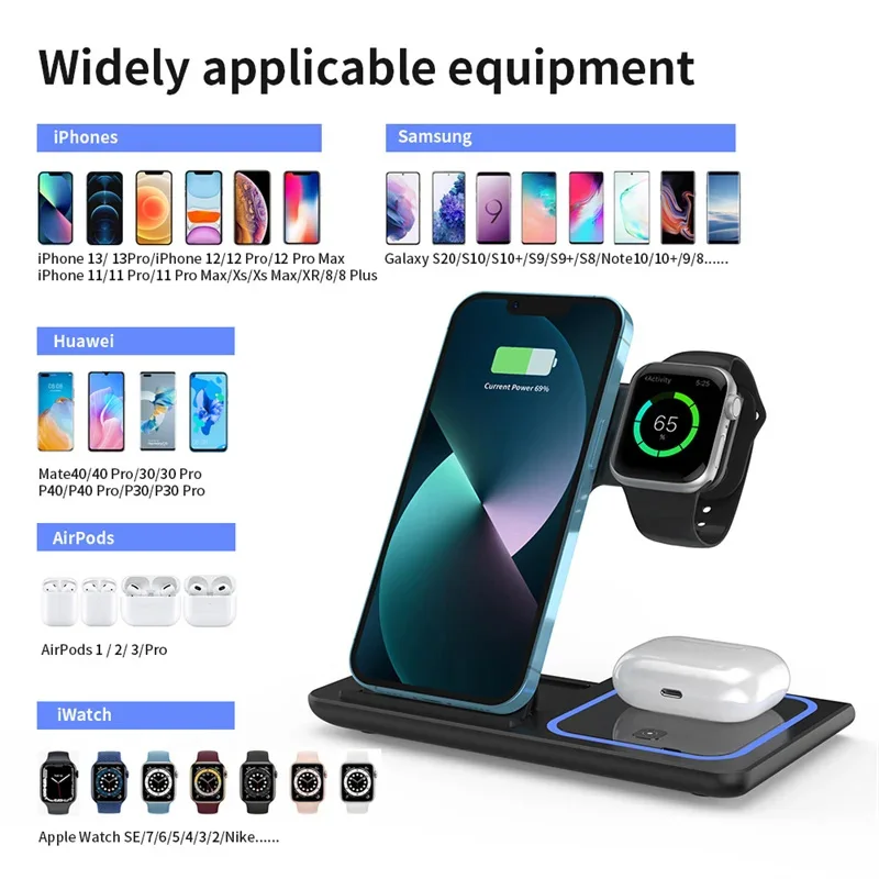 PowerDock Wireless Station ⚡ Cargador Inalámbrico 3 en 1